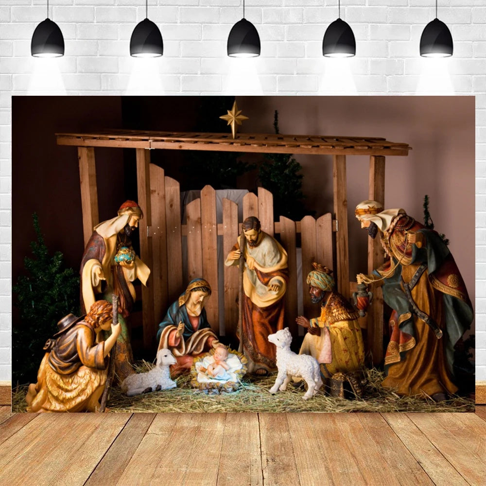 Fondo de fotografía de nacimiento de Jesús para niños