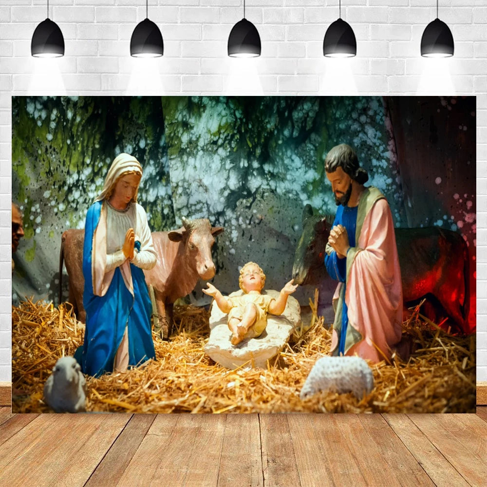 Fondo de fotografía de nacimiento de Jesús para niños