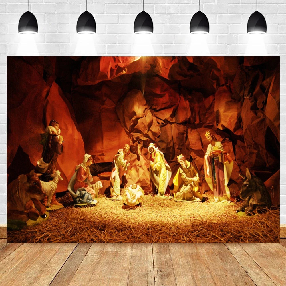 Fondo de fotografía de nacimiento de Jesús para niños