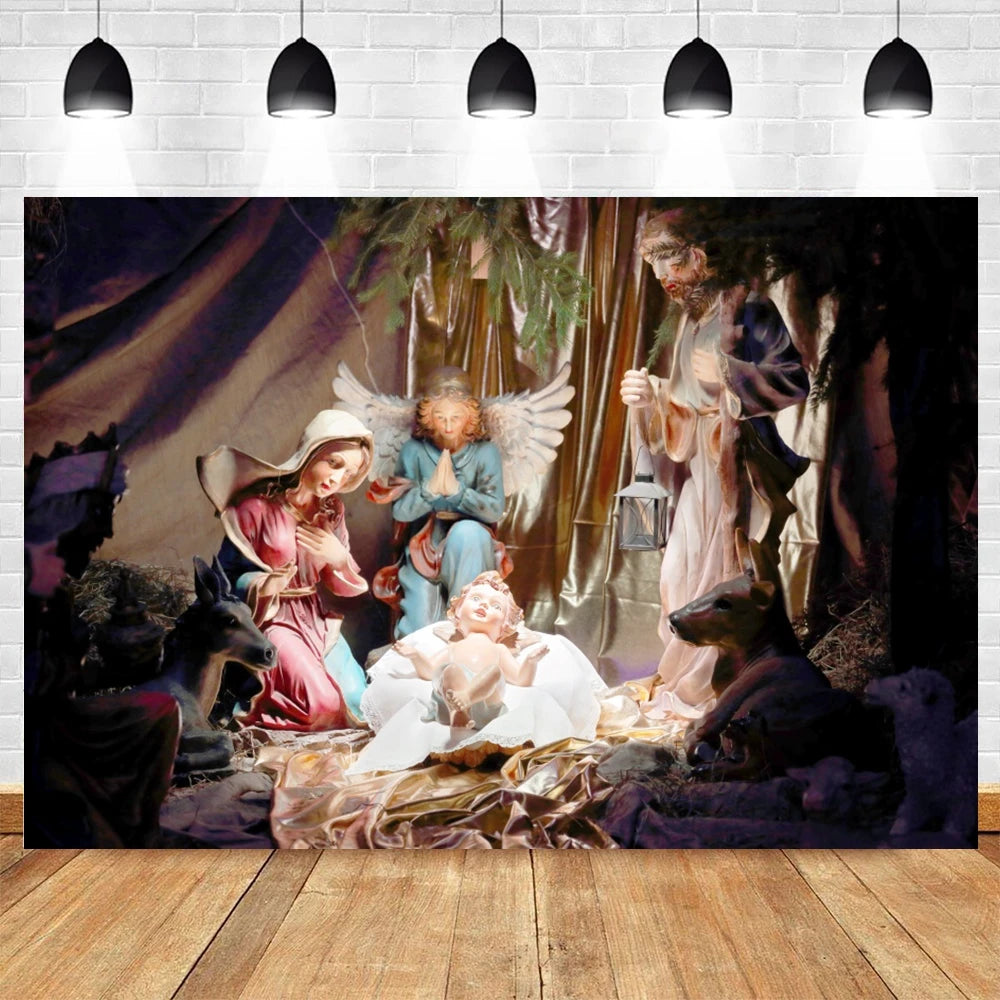 Fondo de fotografía de nacimiento de Jesús para niños