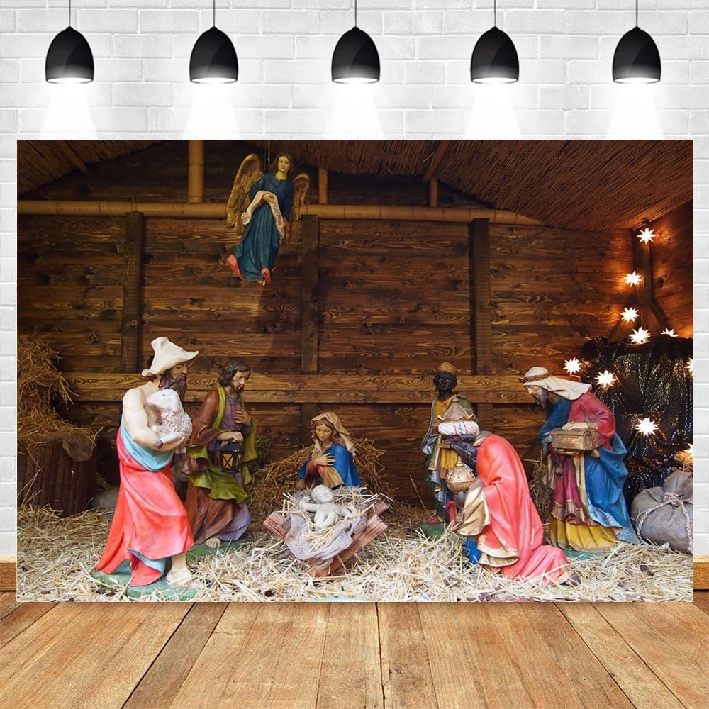 Fondo de fotografía de nacimiento de Jesús para niños